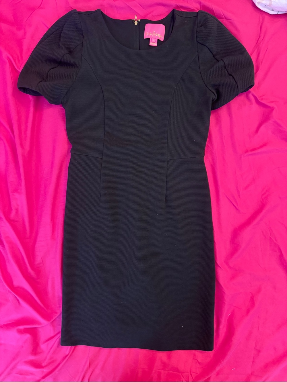 Lela Rose Black Puff-Sleeve Mini Dress